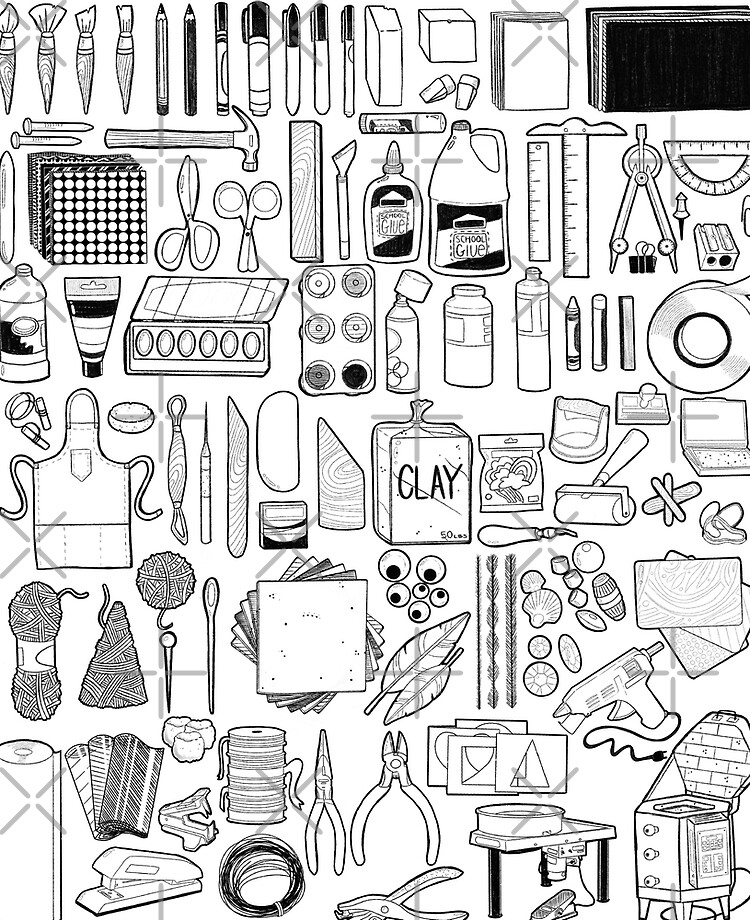85+ Art Supply Doodles in Black iPad Case & Skin for Sale by thecraftace