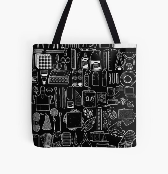 85+ Art Supply Doodles in Black Tote Bag for Sale by thecraftace