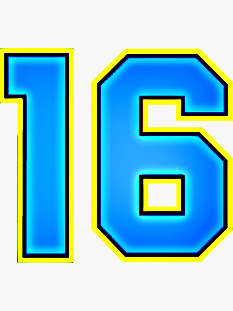 number 16 , sixteen , 16 | Sticker