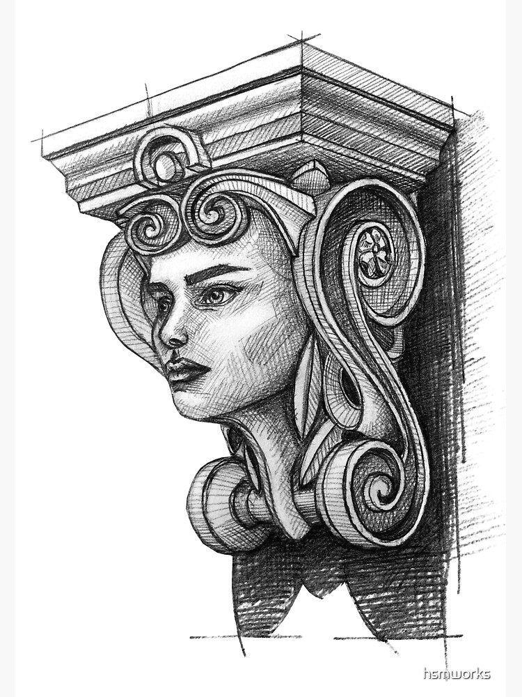 "Stone girl unique surreal pencil drawing" Poster for Sale by hsmworks
