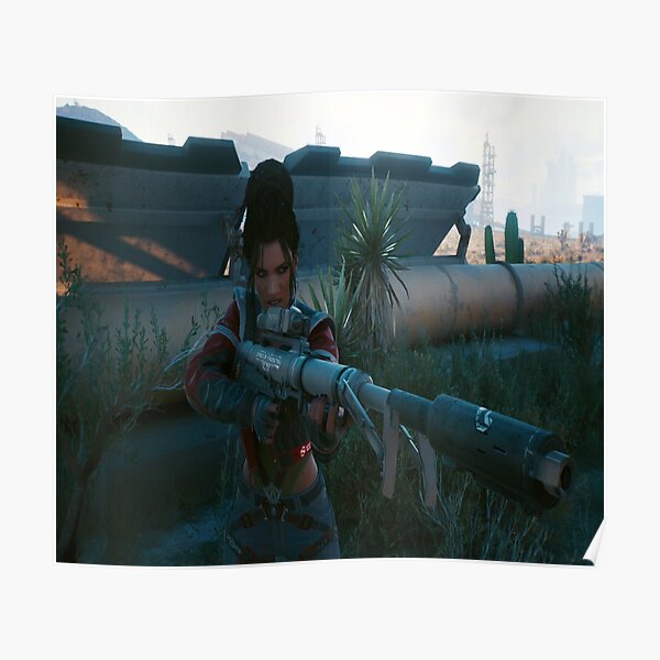 Panam Palmer with a sniper in Cyberpunk 2077 Poster