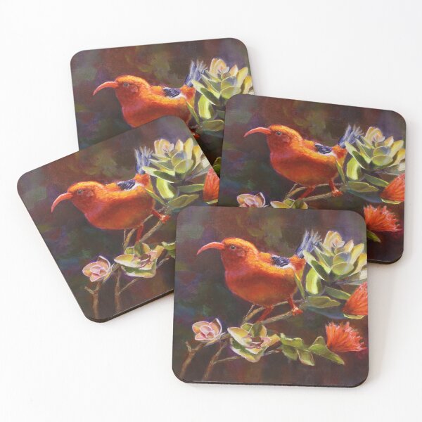 Item preview, Hawaiian Iiwi bird and Red Ohia Lehua Flowers - Tropical Wildlife designed and sold by Karen Whitworth.