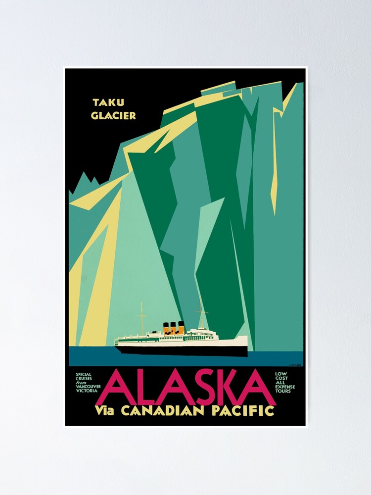 84361 Vintage Alaska Taku Glacier Cruise Rail Travel Wall Print Poster Affiche 