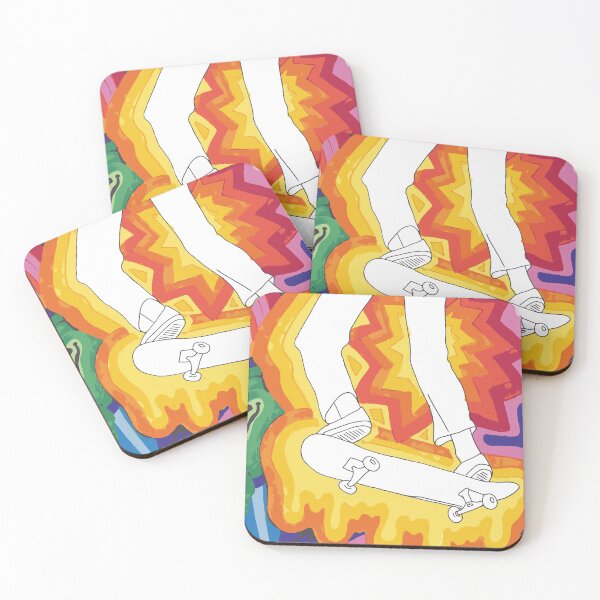 Item preview, Skate boarder in front of colour background designed and sold by oddwall.