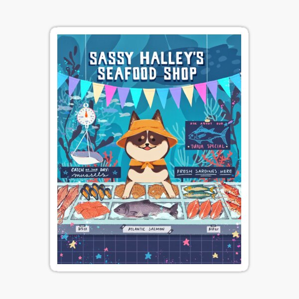 Sassy Halley's Seafood Shop Sticker