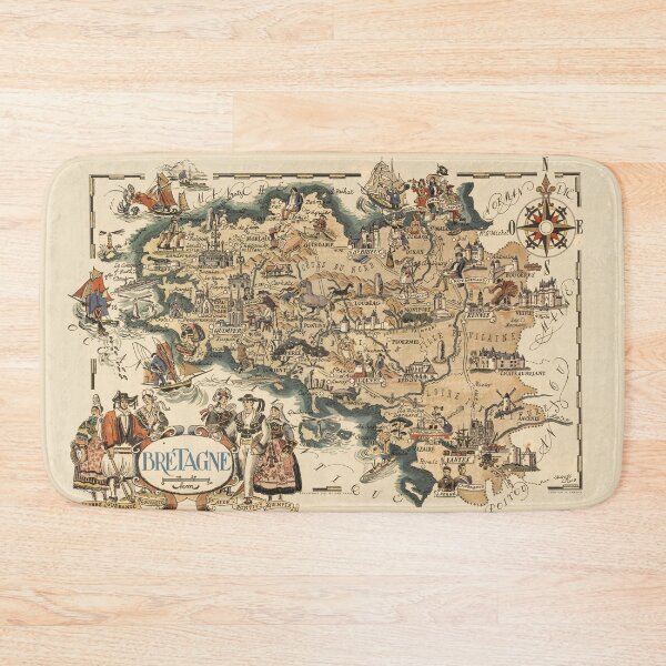 Item preview, 1951 Vintage Map of Brittany, France. designed and sold by Gin  Neko.