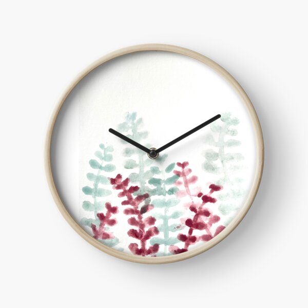 Watercolor eucalyptus Clock