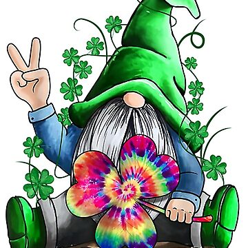 Gnome Hippie Shamrock Tie Dye Leprechaun Gnomies St Patricks T-Shirt
