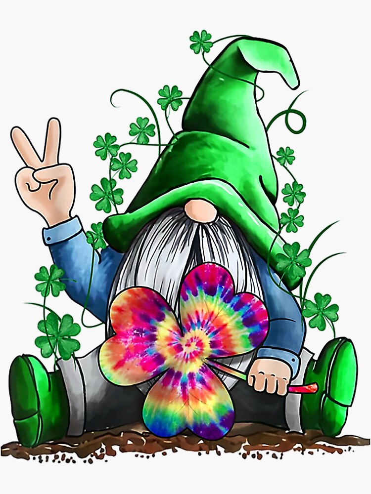 Gnome Hippie Shamrock Tie Dye Leprechaun Gnomies St Patricks T-Shirt