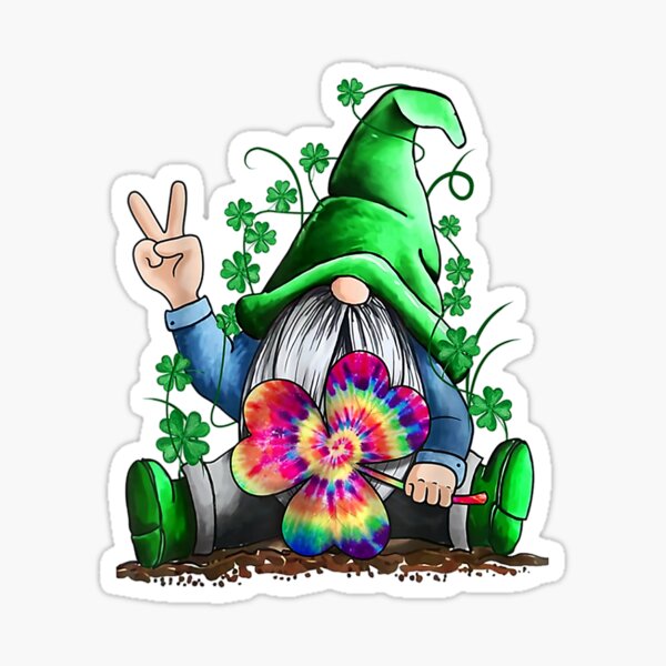 Gnome Hippie Shamrock Tie Dye Leprechaun Gnomies St Patricks T-Shirt