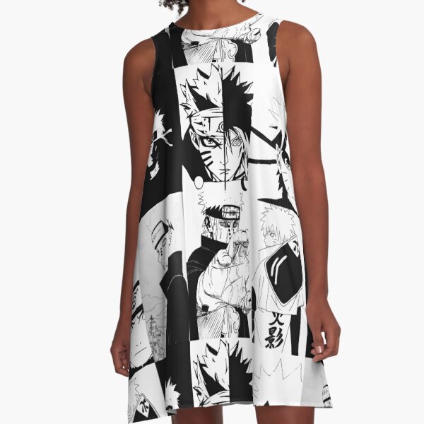 Anime black and white collage A-Line Dress