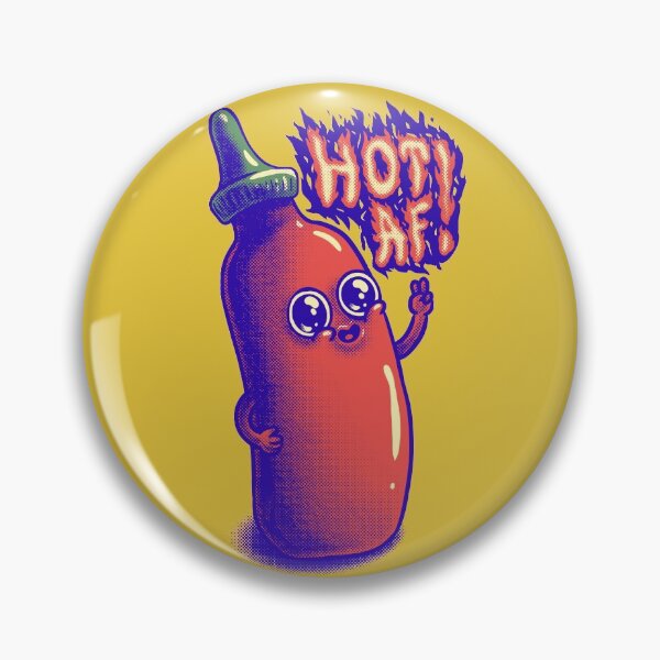 Item preview, Sriracha - HOT AF | Cute hot stuff bottle (Yellow) designed and sold by Any Color Designs.