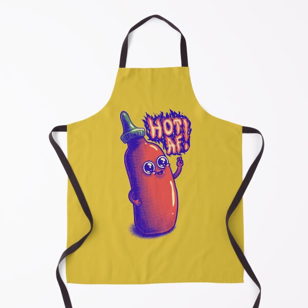 Item preview, Sriracha - HOT AF | Cute hot stuff bottle (Yellow) designed and sold by Any Color Designs.