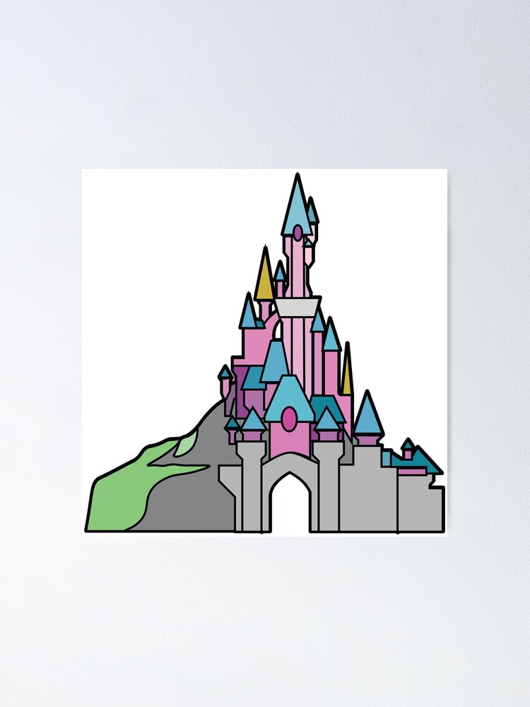 Pastel Castle w/ Balloons and Fairy on Glass Water Bottle