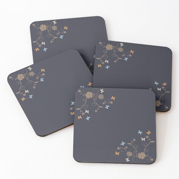 Item preview, Trendy Spring Floral with Butterflies on Navy Blue designed and sold by TGIYHome.
