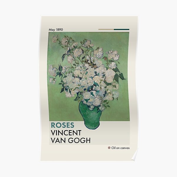 Roses Van Gogh Mid-Century Poster