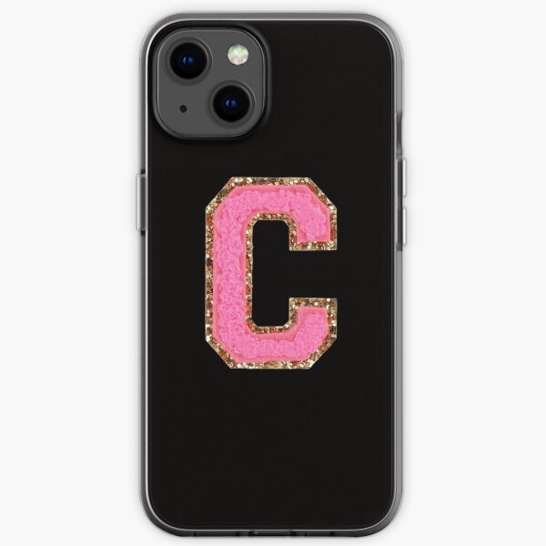C - Bubblegum Glitter Varsity Letter Patches iPhone Soft Case