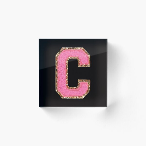Artikelvorschau, C - Bubblegum Glitzer Varsity Buchstaben Aufnäher entworfen und verkauft von Monograms Ultd.