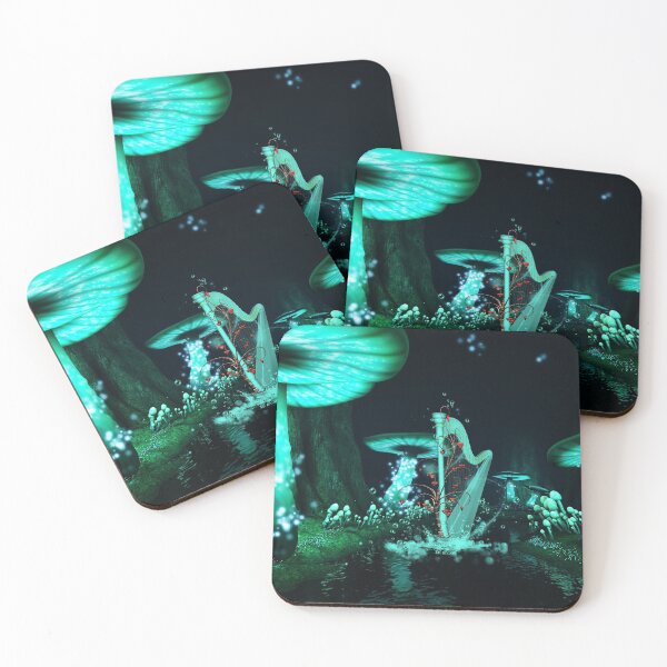 Item preview, Wonderful harp  in a mushroom forest with tree with hearts designed and sold by nicky2342.