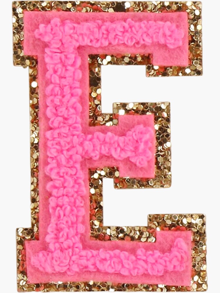 Letter C Bubble gum glitter Varsity Preppy pink patch Baby T