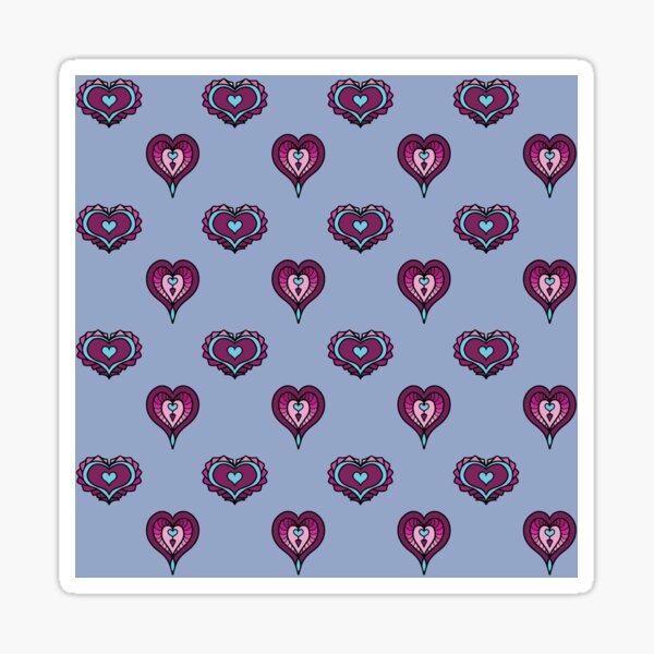Blue Elegant Pink and Royal Purple Heart Charms Sticker