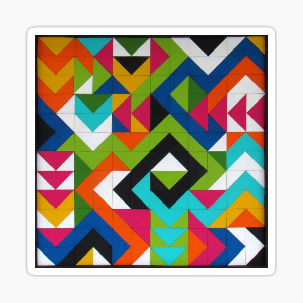 Wild Geese Pattern Wood Quilt - Multicolored Sticker