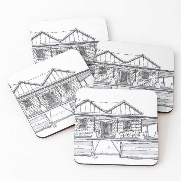 Item preview, Australian Brick Homestead Old House Pen & Ink Greyscale Black & White Drawing.  designed and sold by NutsnGum.