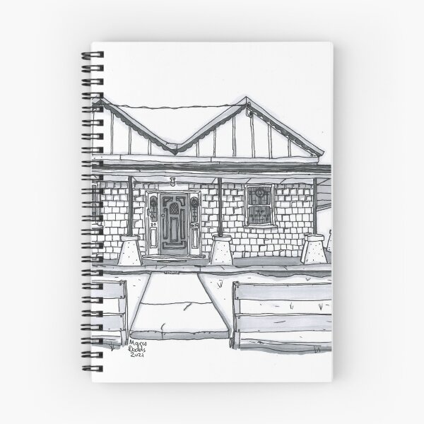 Item preview, Australian Brick Homestead Old House Pen & Ink Greyscale Black & White Drawing.  designed and sold by NutsnGum.