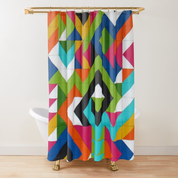 Wild Geese Pattern Wood Quilt - Multicolored Shower Curtain