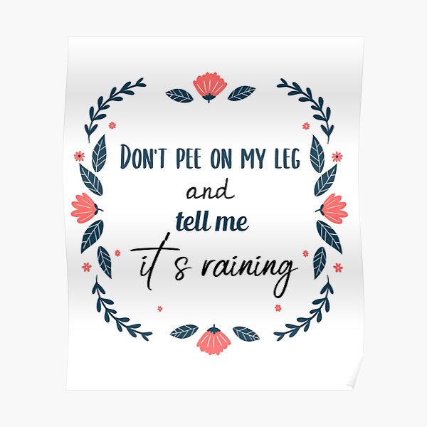 Dont Pee On My Leg And Tell Me Its Raining Poster For Sale By Chinichin Redbubble