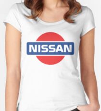 Retro Nissan Logo Tailliertes Rundhals-Shirt