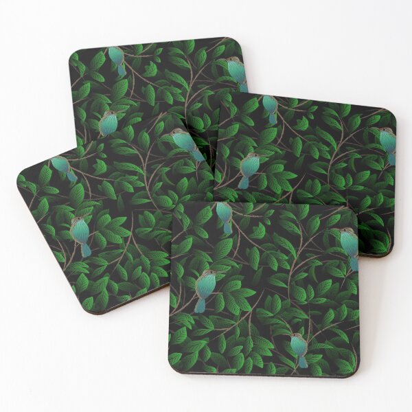Item preview, Nature Green Leaves with Bird Pattern designed and sold by Skeenazlan.