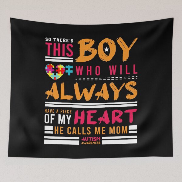 Item preview, There's This Boy Heart He Call Me Mom Autism Awareness Month Puzzle Raise Autistic ASD Autism Spectrum Disorder designed and sold by shirti.