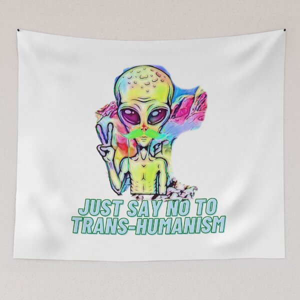Item preview, Just Say NO to Trans-Humanism (ET peace sign) designed and sold by HamiltonmagicTs.