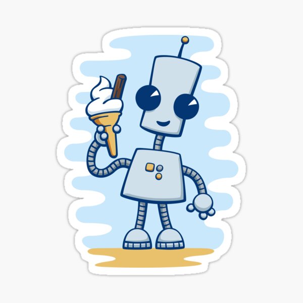 Happy but Sad Robot, Kawaii AI Robot Sticker for Sale by MadSwellDesigns