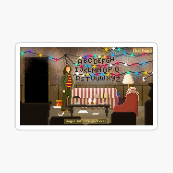 Stranger Things Pixel Art Video Game Christmas Lights Scene  Sticker