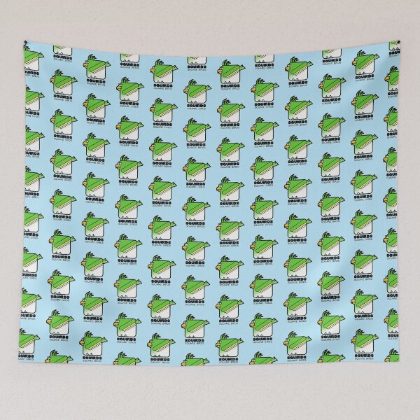 Item preview, Square Bird Parakeet Retro Minimalist Squirds Blue designed and sold by Quooki.