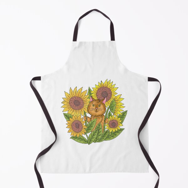 Artikelvorschau, Cat with sunflowers. Digital illustration isolated on white background. Cute illustration for the decor and design of posters, postcards, prints, stickers, invitations, textiles and stationery. entworfen und verkauft von Yovin11.