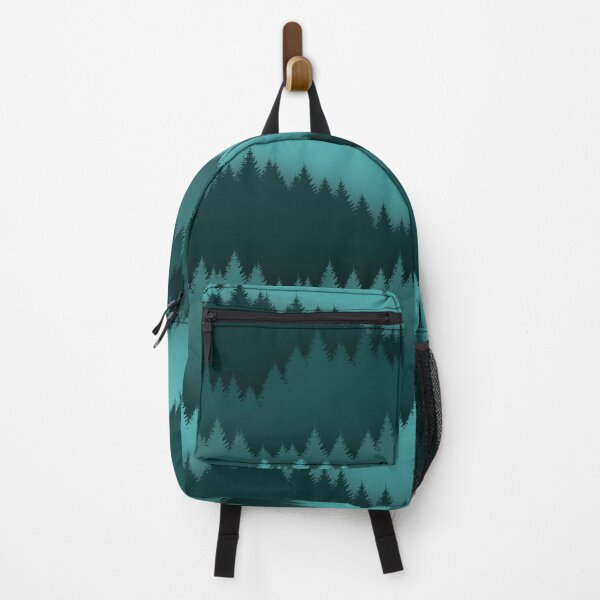 Item preview, Minimalist landscape silhuette covered in pine forest in shades of blue and green designed and sold by CiniArt.