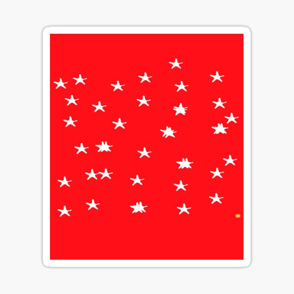 White stars pattern on tomato crimson red Sticker