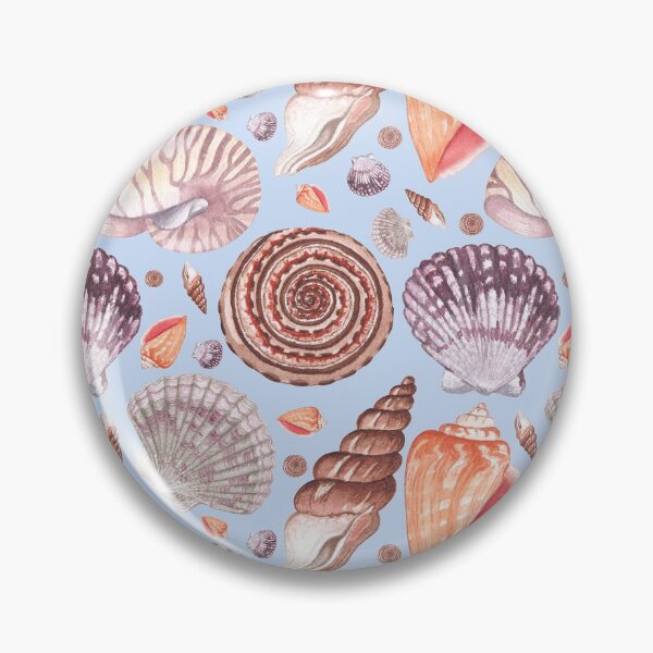 Item preview, seashells on the blue background seamless marine pattern designed and sold by linagaiaart.