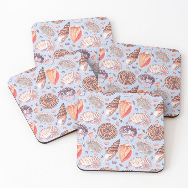 Item preview, seashells on the blue background seamless marine pattern designed and sold by linagaiaart.