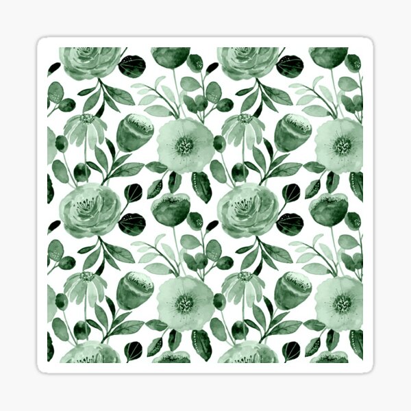 Item preview, Green Floral and Leaves Watercolor Pattern designed and sold by meggydesigns.