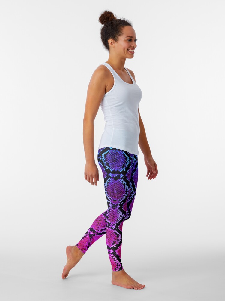 Alternate view of Snake skin legging in a multi blue, pink, purple color Leggings