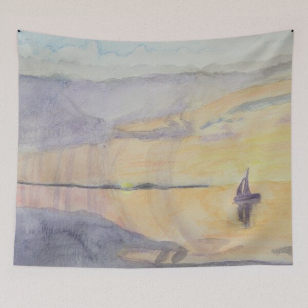 Artikelvorschau, Segeln Sie auf einen orangefarbenen Sonnenuntergang - Mix Media Painting entworfen und verkauft von Michael Keeter.