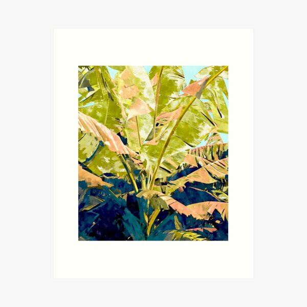 Blush Banana Tree, Tropical Banana Leaves Painting, Watercolor Nature Jungle Botanical Illustration Art Print