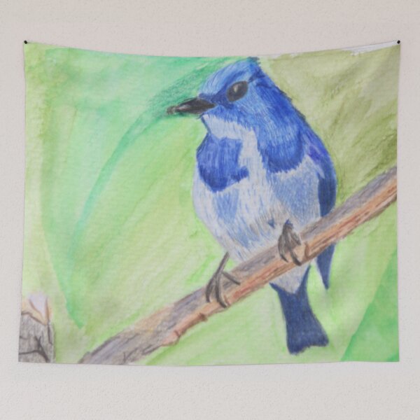 Item preview, Ultramarine Flycatcher - Mix Media Painting designed and sold by Michael Keeter.
