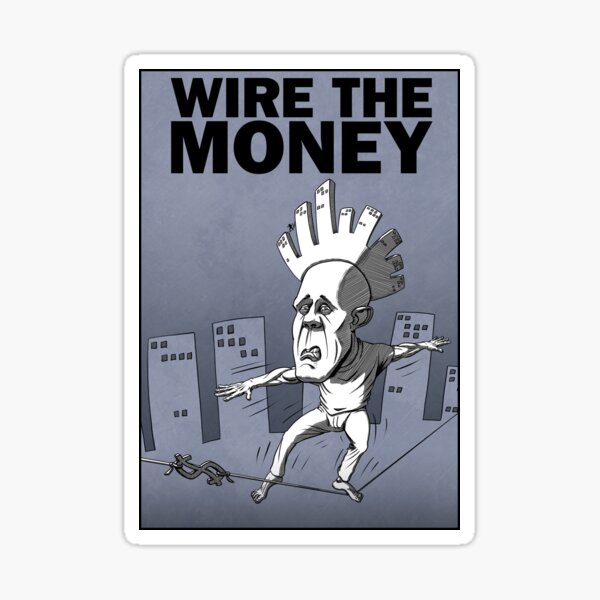 Precarious balancing act with money Sticker