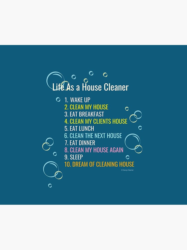 Life As a House Cleaner Funny Housekeeping Checklist Humor by SavvyCleaner