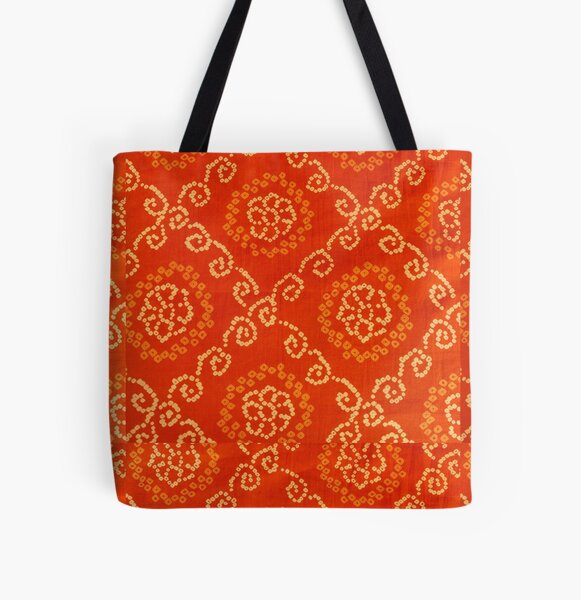 TARAgram Handmade Bandhani Design Canvas Red Tote Bag – TARAgram